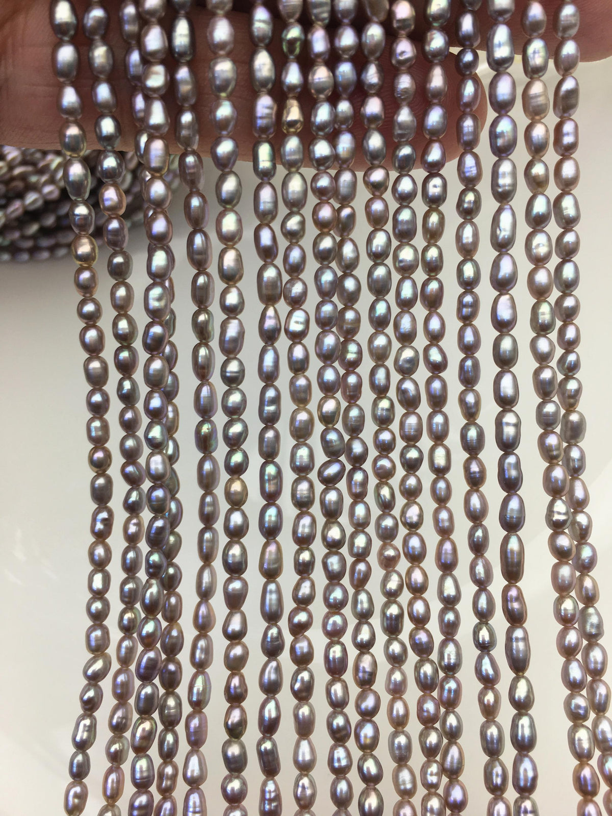AAA 2.8-3x4-5mm gray purple rice pearls, oval loose pearl beads, diy pearl, genuine pearl, Cultured pearl, diy pearl beads, LR2-3A-20