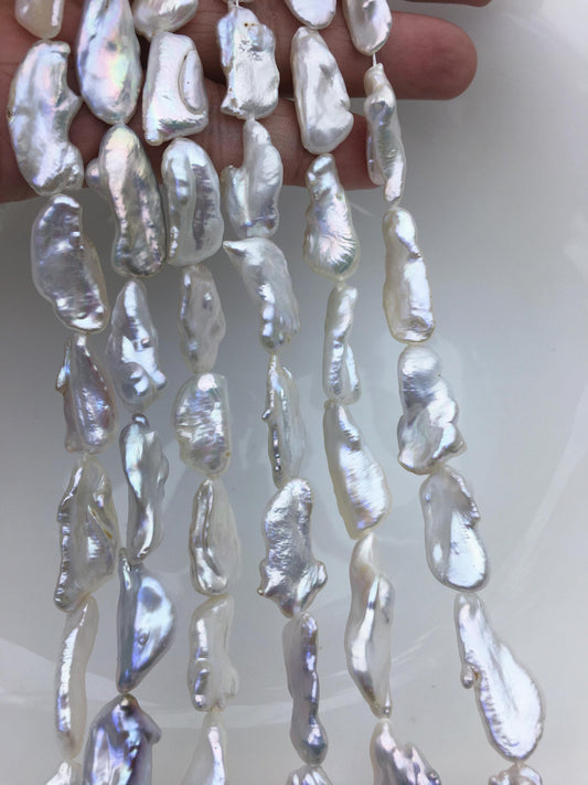AAA 10-12mm white Thick Keshi Biwa Pearl Necklace,ZS-200-120-17