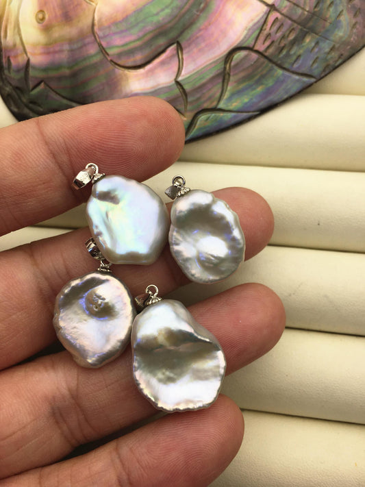 AAA 16-18mm Gray big keshi pearl pendant necklace,S925 Sterling silver pendant,NC1-069