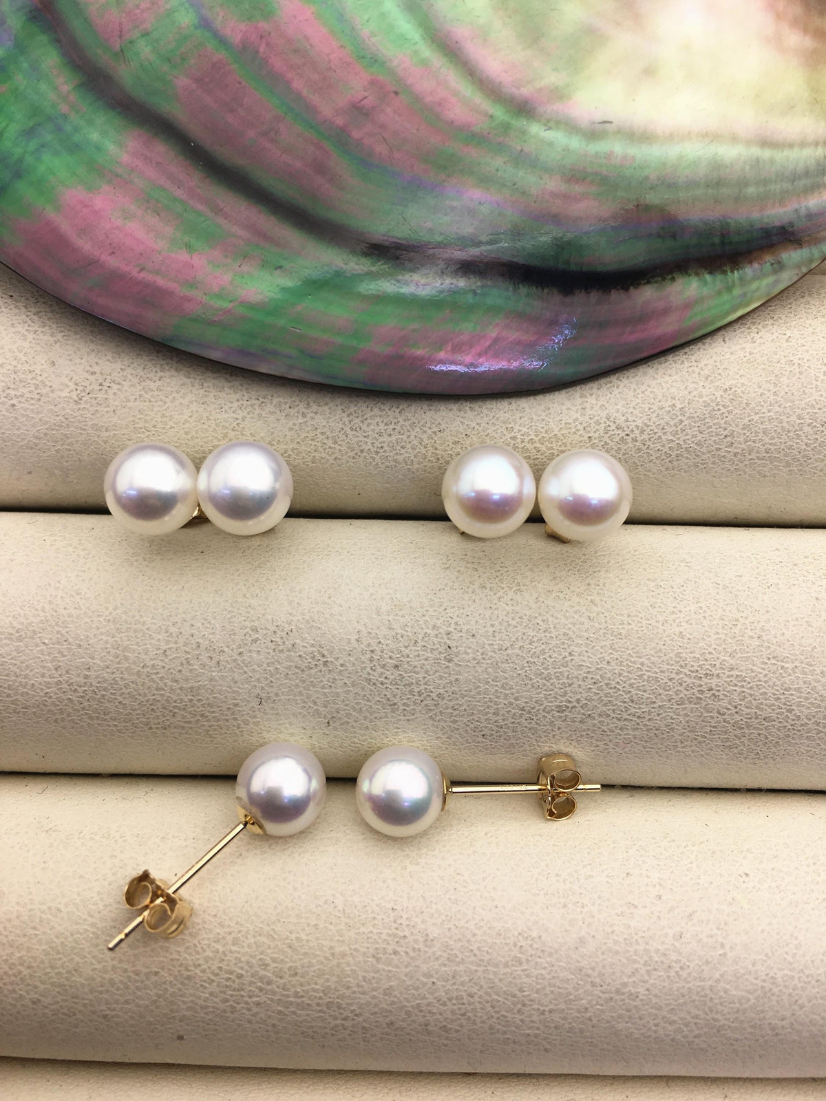 AAA+ 14k goldfilled 6.5-7mm White Round pearl stud earrings, 18k Gold-Bridal Earrings-Wedding Jewelry-Birthday gift, SE3-147
