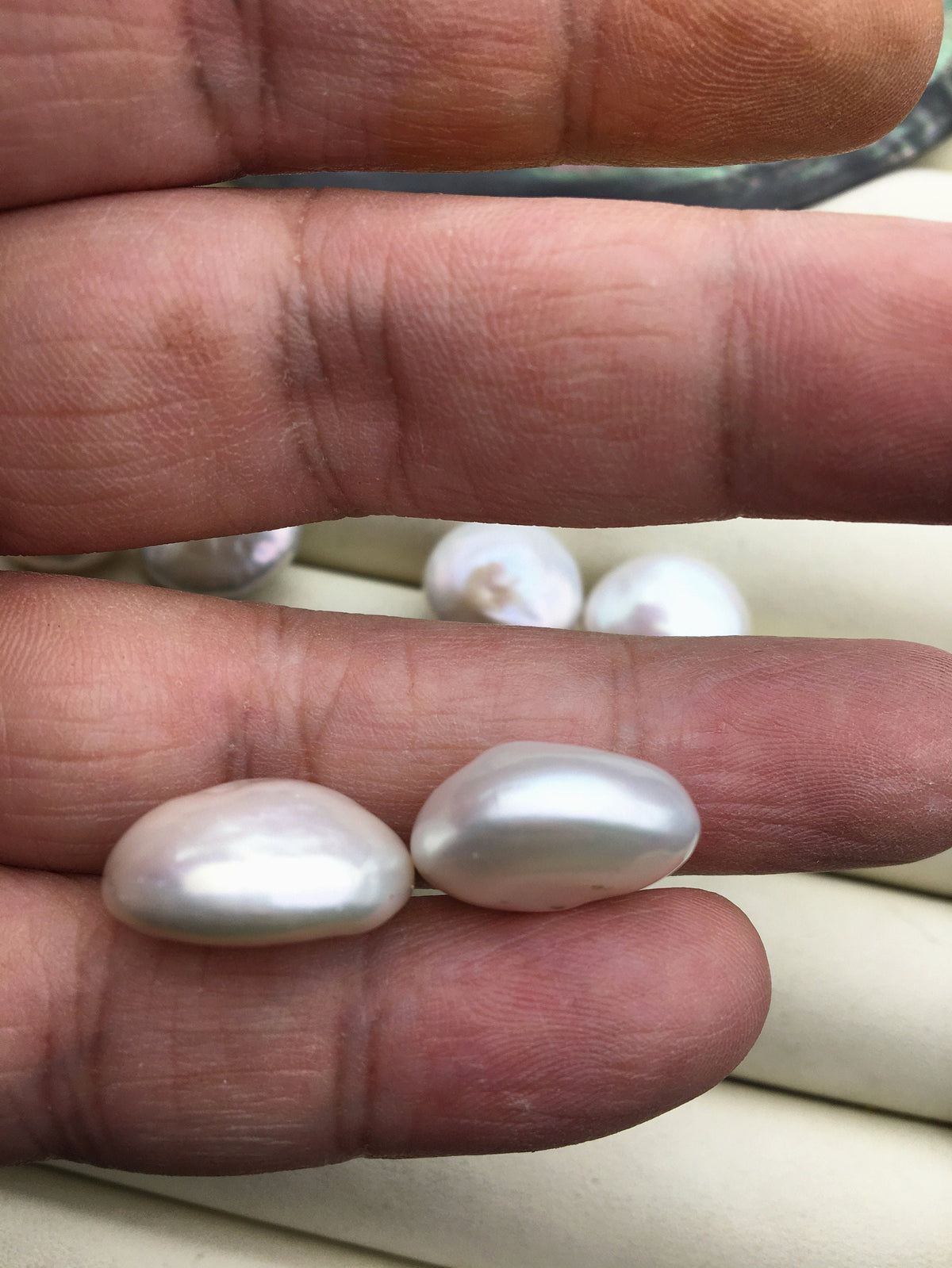 1 pair AA+ 16-18mm Big Thick White coin Freshwater Pearls Pair, high luster- Coin Pearl-petite Pearl- Pearl Jewelry, COIN17-2A-4-3