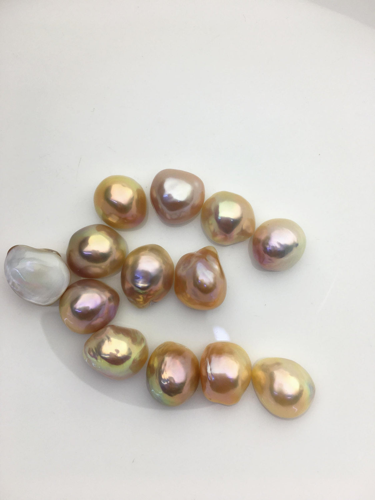 13pcs AAA 14-15mm natural color Baroque Teardrop Mabe Freshwater Pearls,no hole,MB-T33