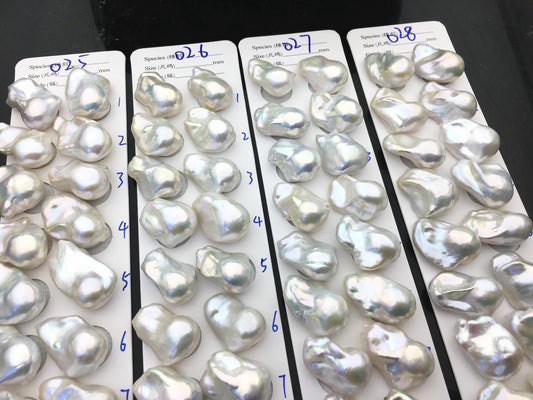 1 pair AAA 15-18x20-27mm White Flame ball Pearl Pairs - large Baroque freshwater pearl pairs, Fire Ball Pearl, FL15-3A-8-32