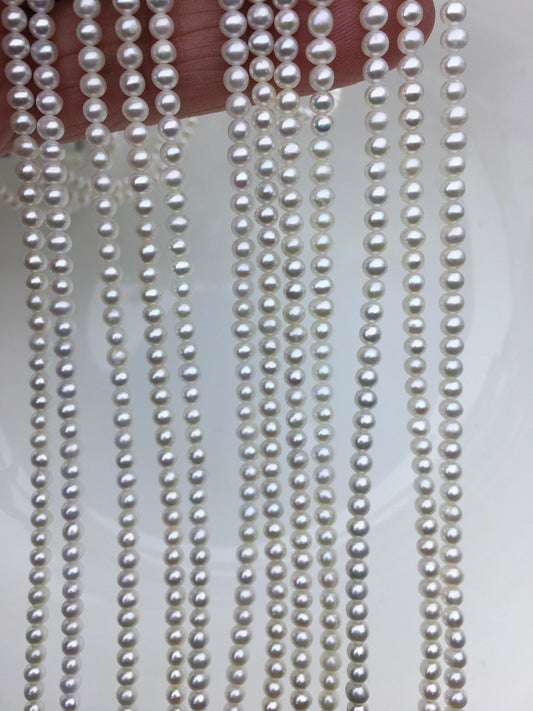 AAA 3-3.5mm white potato near round seed pearls, small pearl, for pearl necklace, for pearl bracelet, CR3-3A-1