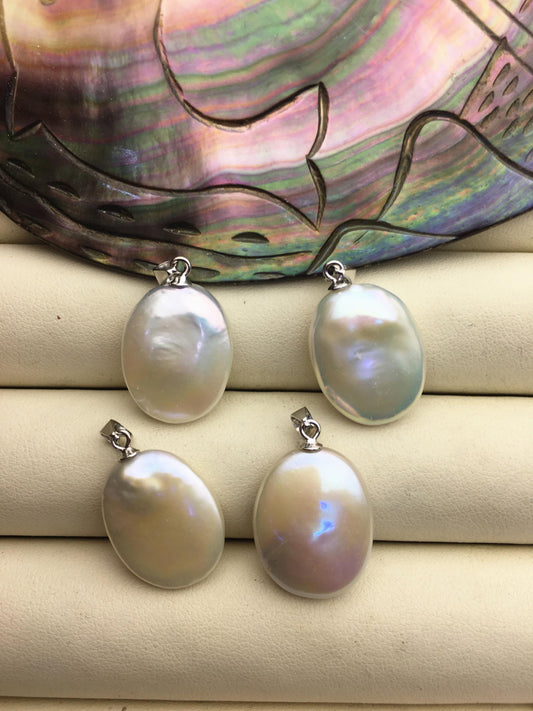 1pc AAA 15-17mm White Big Coin Baroque pearl pendant,Sterling silver pearl pendant,NC1-T46