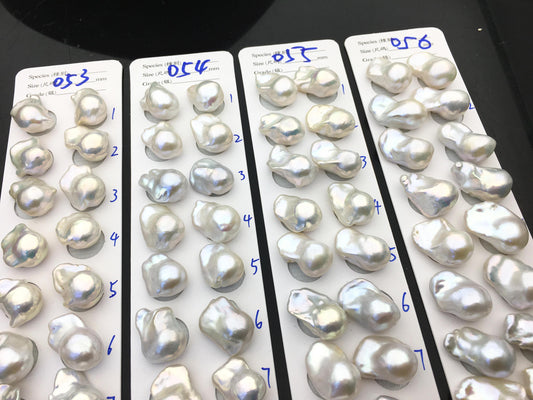 1 pair AAA 13-16x19-25mm White Flame ball Pearl Pairs - 0.9mm top half hole, large Baroque freshwater pearl pairs, FL15-3A-8-39