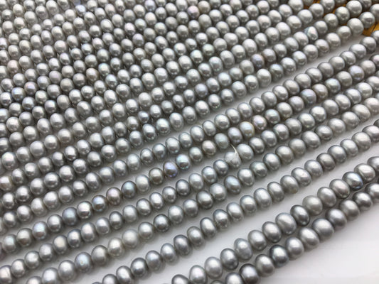 AAA 5-5.5mm gray button round freshwater pearls,Rondelle pearl Beads,gray freshwater pearl,loose strands,SM5-3A-20