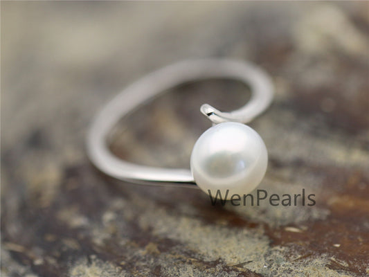 AAA white Pearl Genuine Sterling silver ring, anniversary ring, cheap wedding rings for women, sterling silver 925 open ring jewellery, R1-019