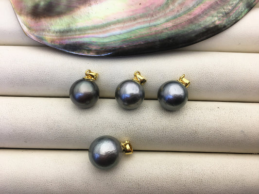 Gray-Green Tahitian Pearl Pendant in 925 Sterling Silver — 11–12 mm