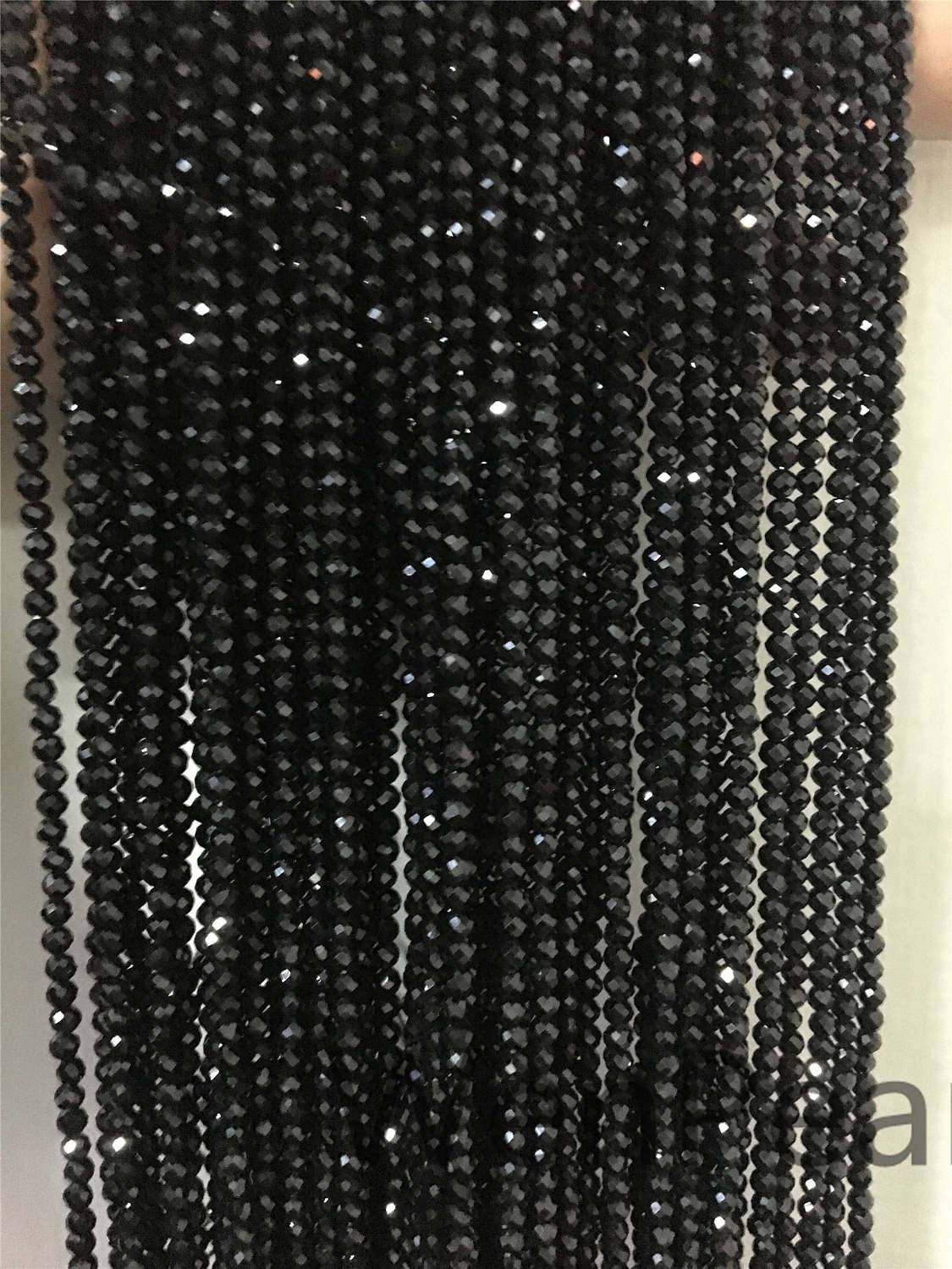 AAA 3mmx3mm Very Shine Black Spinel Rondelle Faceted, 15.3 inches, one strand, Semi Precious stone, black spinel beads, SP-R3-005