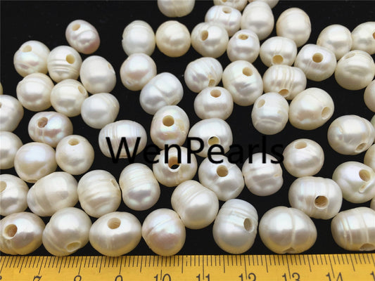30pcs AA 11-12mm white potato pearls, 3mm large hole, direct my pearl farm, pearl bead SALE, large hole pearls, 30pcs, CR11-A-1
