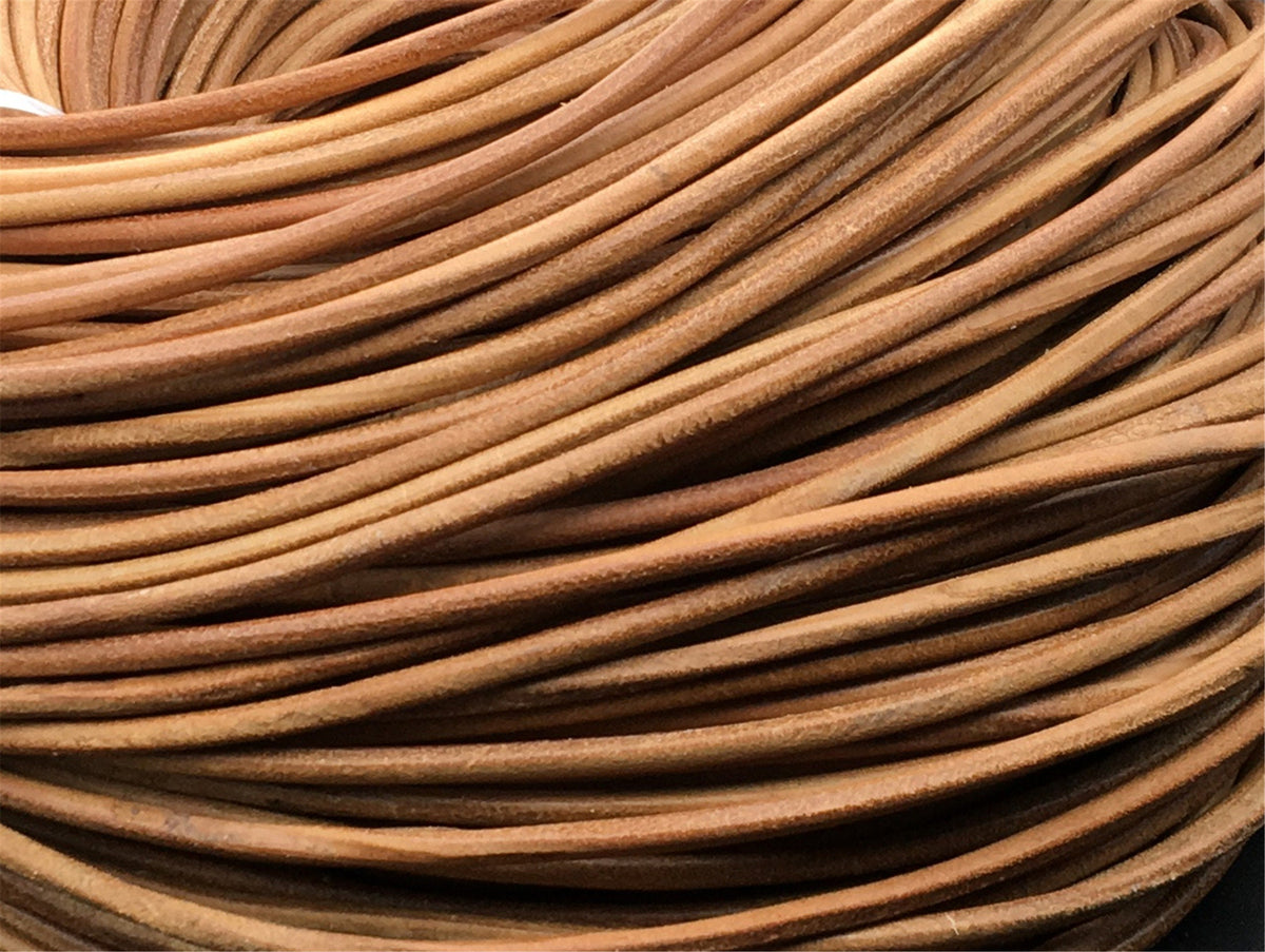 5 yards 4mm Tan Color Round Leather Cord,Wholesale Jewelry Supplies,Distressed Matte Finish,LC4-017