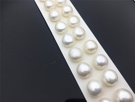 Rare!AAA 11.5-12mm White baroque button freshwater pearls, near round button pearl pairs, pearl earring, pearl stud, BTN11-2A-5