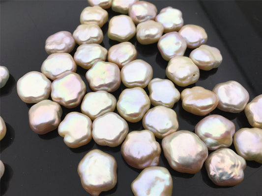 Rare!AAA 13-14mm Wite/Pink THICK Flower White Pearl, Freshwater pearl Butterfly, for your design, Cultured Pearls Maggie Designs, ZS-17-15