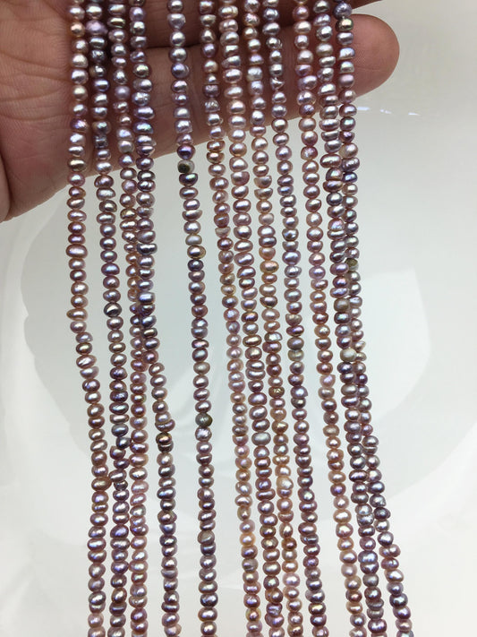 AA 3-3.5mm purple tiny button potato freshwater pearls,Rondelle pearl Beads,loose strands,SM3-2A-5