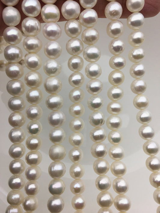 AA 7.4-8.3mm white near round freshwater pearls, large hole, loose pearl beads material, gift for her necklace, Cultured pearl, RP8-2AY-BDc-3