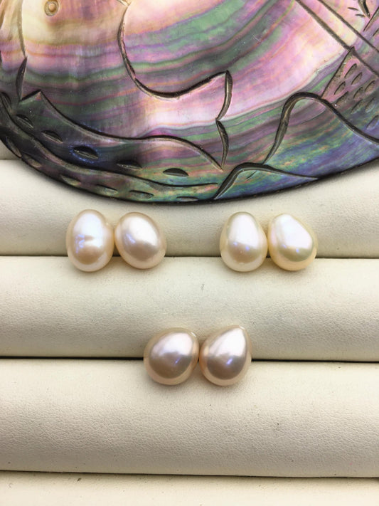 2 pairs AAA 10mm Pink Nugget baroque loose pearl pairs for dangle earrings - 0.9mm top half hole - ZS-103-37-60