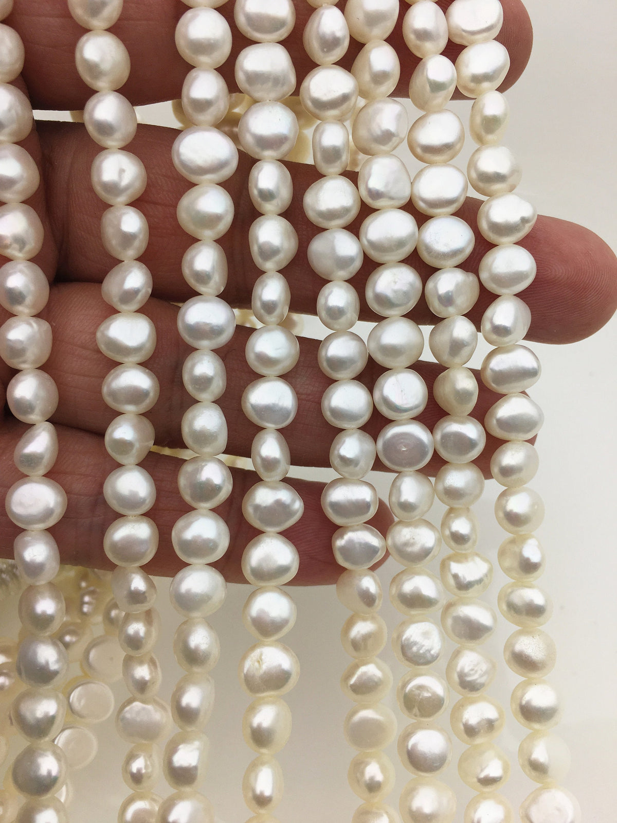 AAA 6-7.1x7-8mm white nugget freshwater pearls, irregular nugget freshwater pearl strand, cheap price, pearl factory china, LM7-3A-6