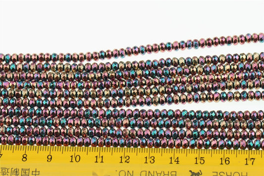 Hematite rainbow ,3x4mm Rondelle Beads,AAA, 135pcs,15.5 inches,G50-R34-002