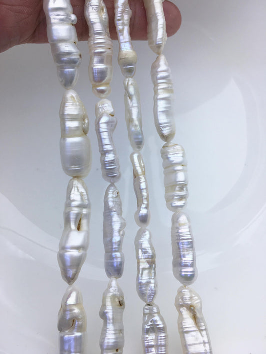 4 strands A 6-13mm white Thick Keshi Biwa Pearl Necklace,ZS-200-120-9
