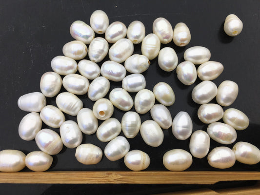20pcs AA 8.3-9.3x11-13mm white rice freshwater pearls,2.2mm large hole,20pcs,LR9-2A-3
