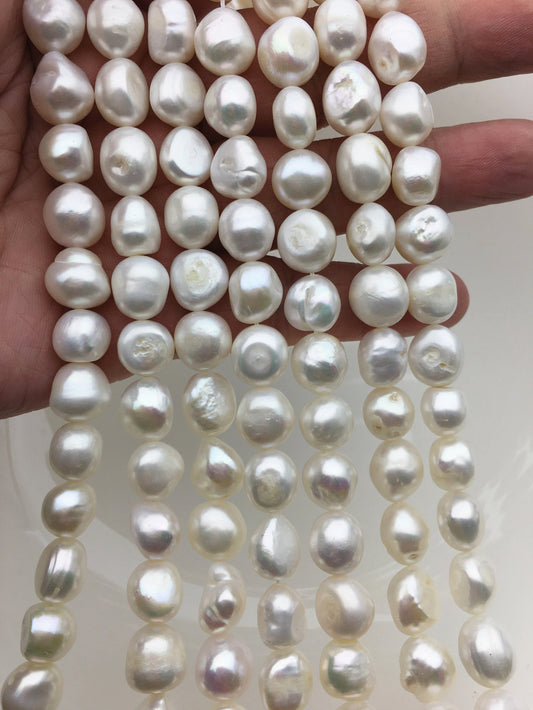 AA 10.2-11.2mm White nugget freshwater pearls,baroque pearl strand freshwater pearls,pearl strand,LM11-2A-2