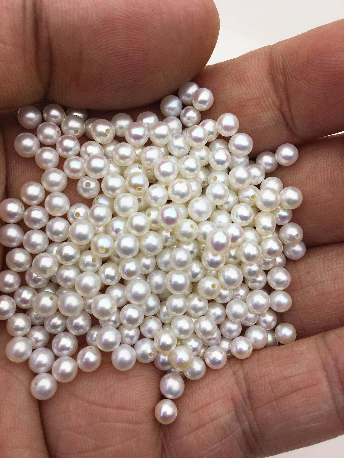 10pcs AAA 4-4.5mm seed round freshwater pearl bead, white freshwater round loose pearl wholesale, tiny pearl supply, RP4-3A-7