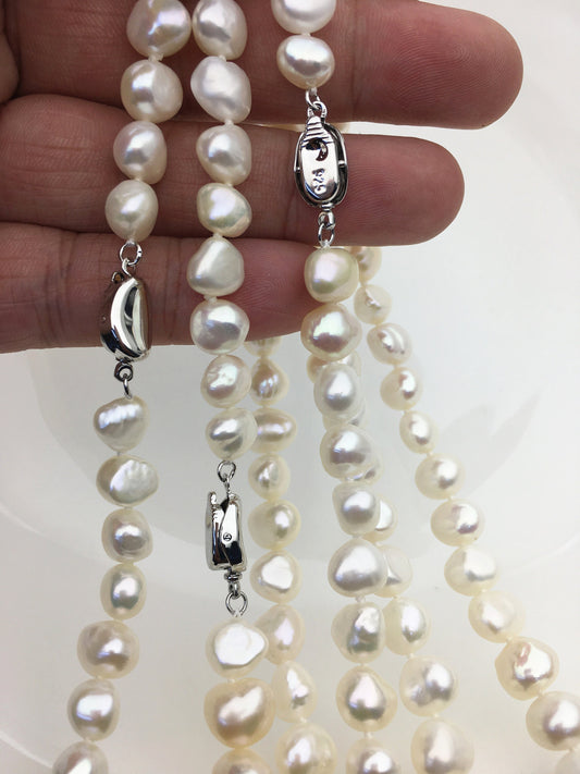 17.5'' AAA 8-9mm White Nugget Freshwater Pearl necklace,NPN1-T44