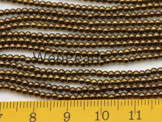 Hematite Brown,2mm Smooth Round beads, 2mm Bronze beads,AAA,180 beads,15.5 inches,G50-R2-006