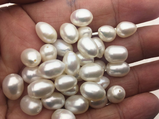 20pcs AA+ 8.3-9.3x10.5-12mm LONG white rice freshwater pearls, 0.9mm through hole,20pcs,LR9-3A-13-1
