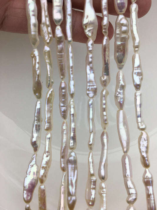 15.5'' AA+ 4-7mm White Toothpick pearls,ZS-80-15