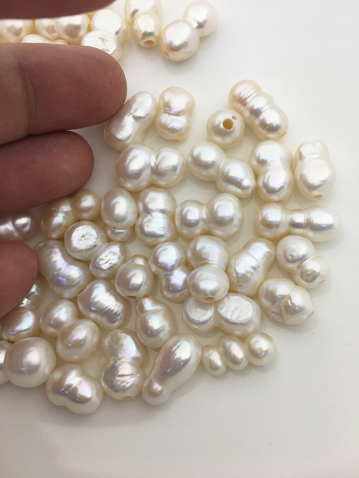 15pcs AA 11-12mm White Gourd baroque pearls, 0.9mm top half hole,DIY,ZS-T1