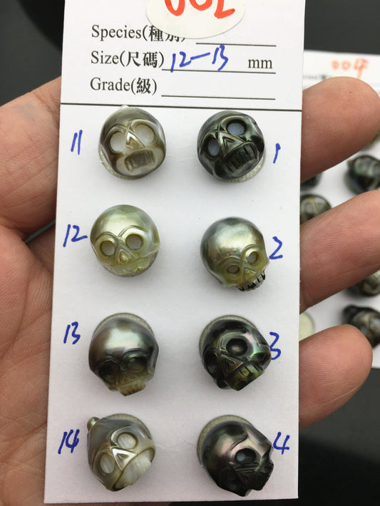 1pc 12-14mm Big Tahitian HandMade Carved Skull Sea Pearl Beads For necklace pendant earrings, Natural Color, Diy pearl, CAC-SKU-015-1