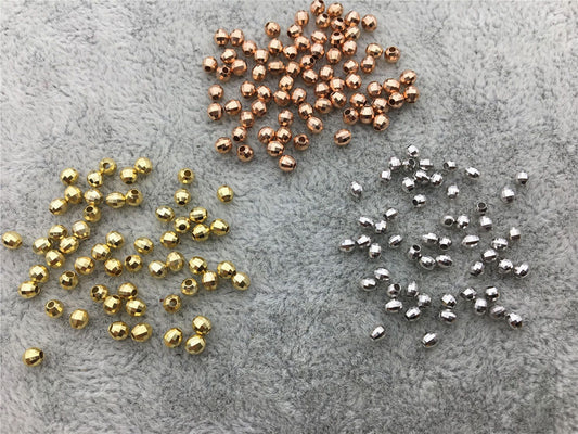 10pcs S925 sterling silver Yellow/Rose/White 2.5mm/3mm Gold Handmade Bali Style Faceted Round Beads, S925 Beads, Spacer Beads, ASL-BL-1