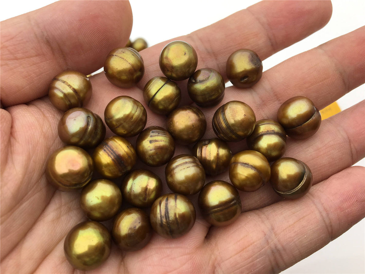 30pcs AA 12-13mm Brown Large potato freshwater pearl, dye brown color pearl, 2.2mm, 3mm large hole freshwater pearls, 30pcs, CR12-2A-21