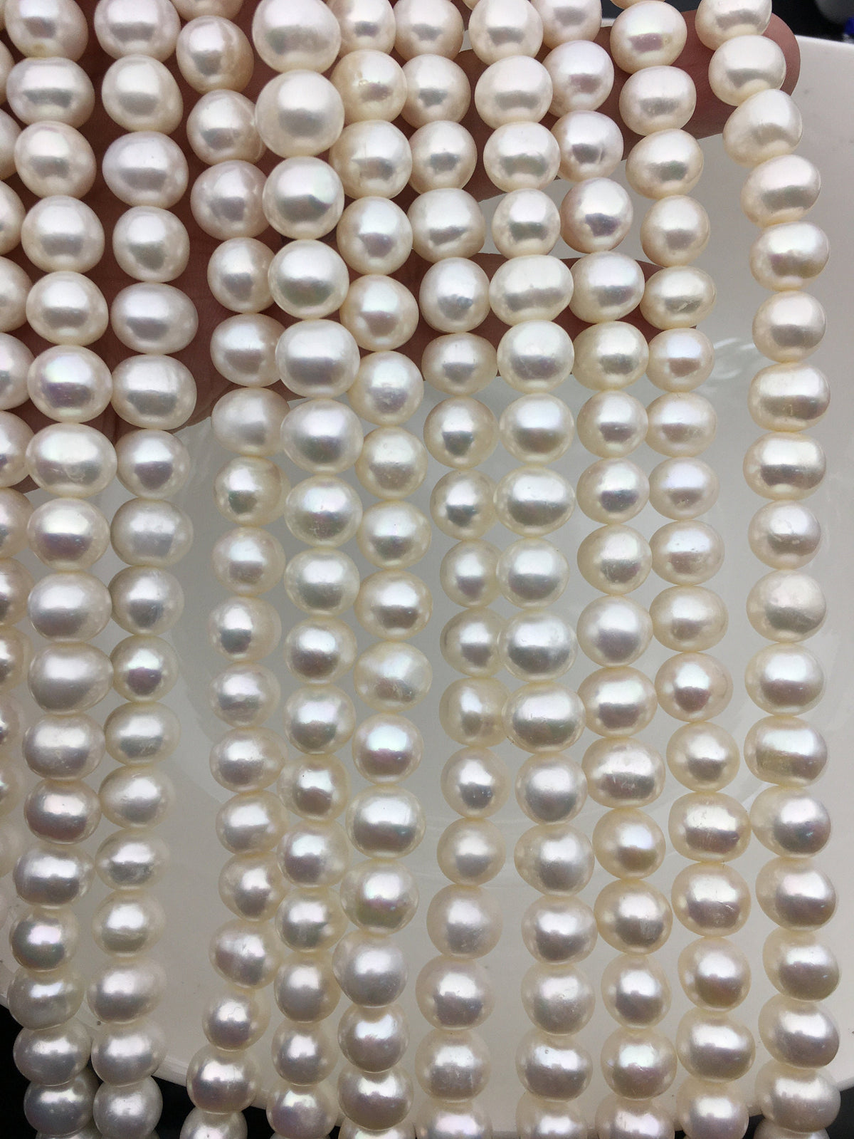 AA+ 9mm white potato freshwater pearls,freshwater potato shape pearl string,CR9-2A-5