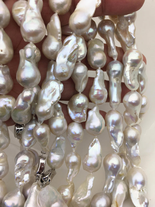 16'' AA+ 11-13mm white long baroque Flame ball freshwater Pearl necklace,genuine freshwater Pearl necklace,NPN1-T63-5