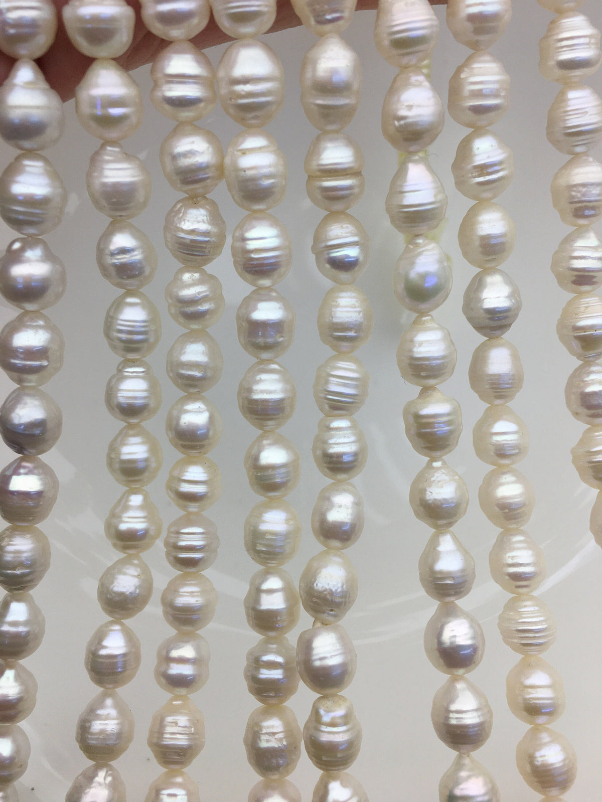 AA 7-8.5mm white baroque Freshwater pearl - full strand - FL10-T8