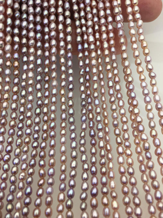 AAA 3-3.5mm*3.5-4mm purple oval rice freshwater pearls,LR3-3A-35