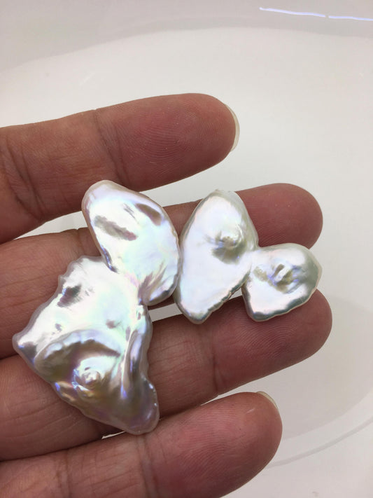 2pcs AAA 25-30mm baroque white Flame ball Pearl - no hole,FL15-T4-53