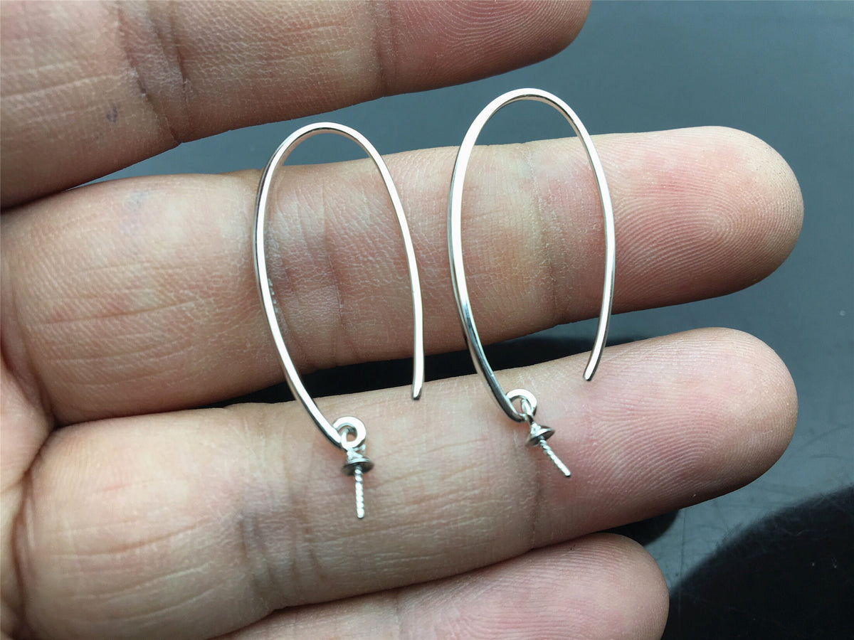 Big S925 Sterling Silver White/Yellow dangle hook earrings, for dangle earrings, DIY, wholesale, ASL-ER-018