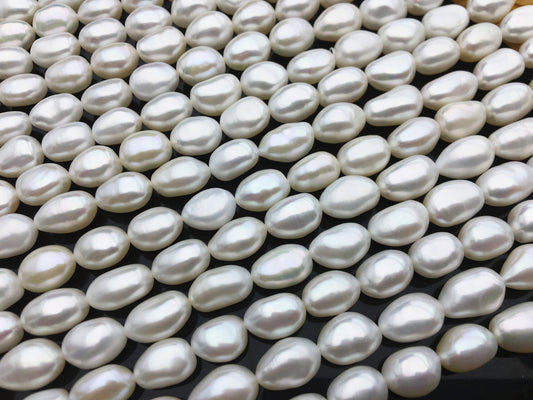AAA+ 8.4-9.3mm white long nugget freshwater pearls, high luster,baroque pearl necklace,LM9-3A-9