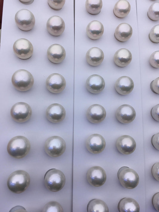 High Luster!10 pairs AA+ 12-13mm White Round edison freshwater pearl,ED12-3A-1-28
