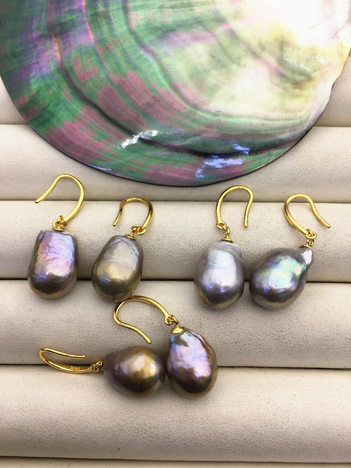 1 pair AAA 11-12mm gray drop edison pearl dangle earrings,S925 Sterling Silver earrings,SE3-T9-8