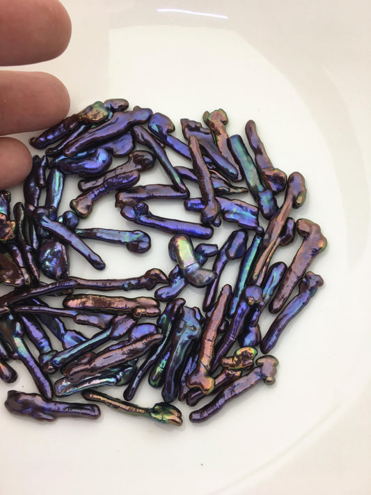 62pcs AAA 3-7mm black blue biwa keshi Freshwater Pearls, no hole,ZS-80-1-29