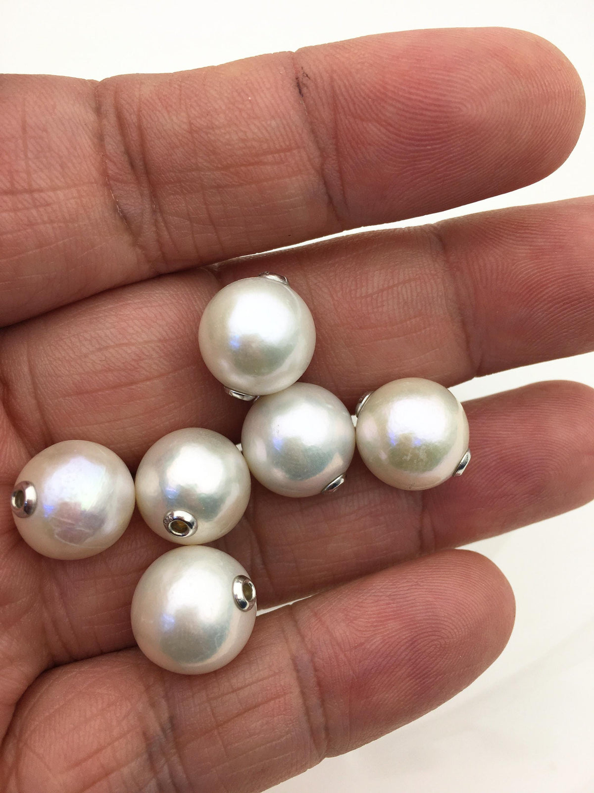 1pc AA+ 11-15mm Sterling Silver White Round Edison Pearl Pendant,NC1-011