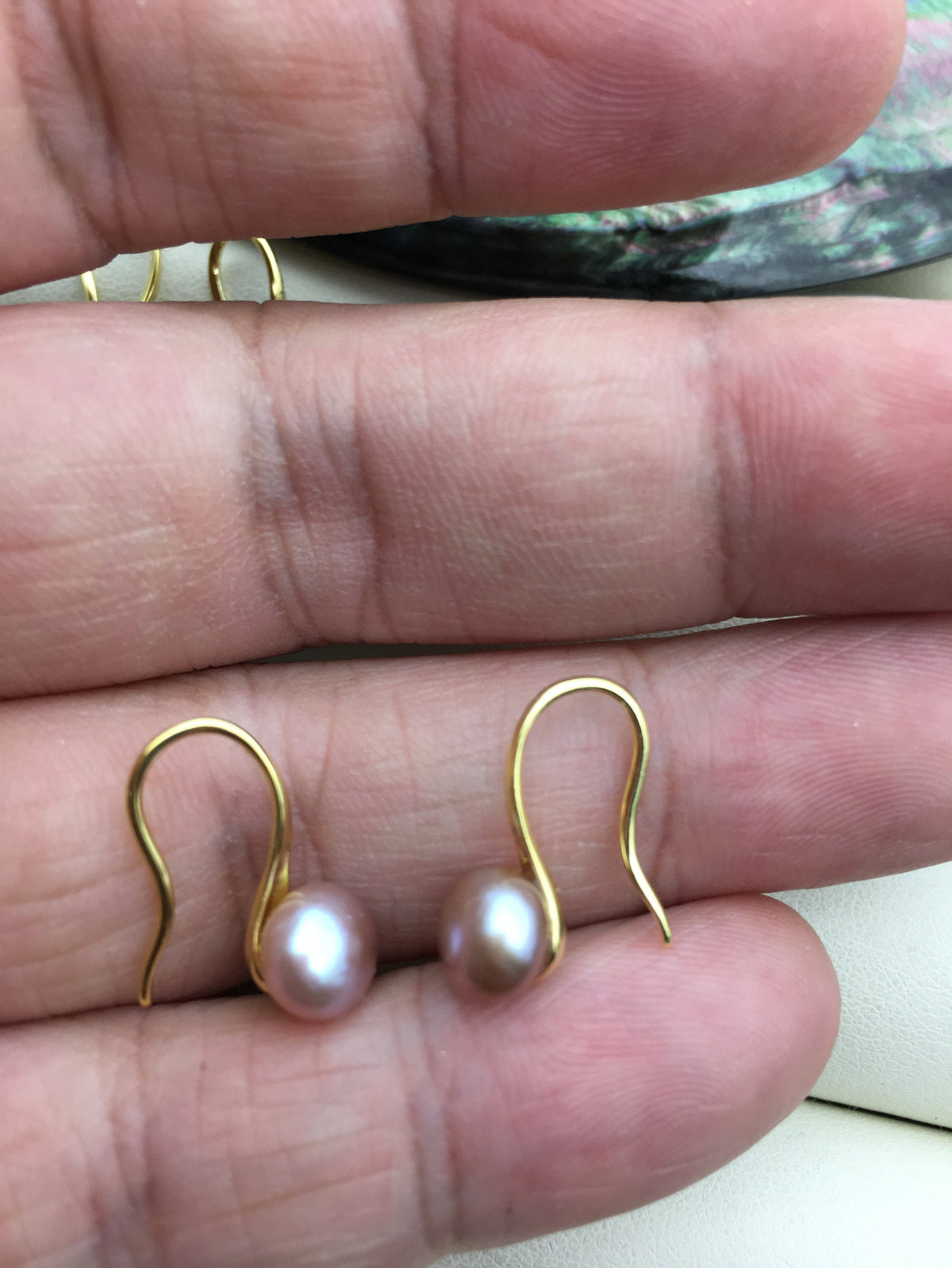 3 pairs purple High-heeled pearl dangle earrings,AAA 6-7mm pearl,button round pearl earrings for women,SE3-T33