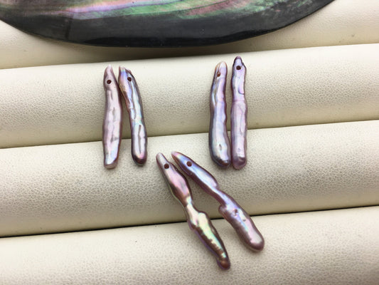 AAA- 3-5x18-25mm Purple Toothpick pearls Pair,for make dangle earrings,1.0mm side hole,ZS-127-62-36