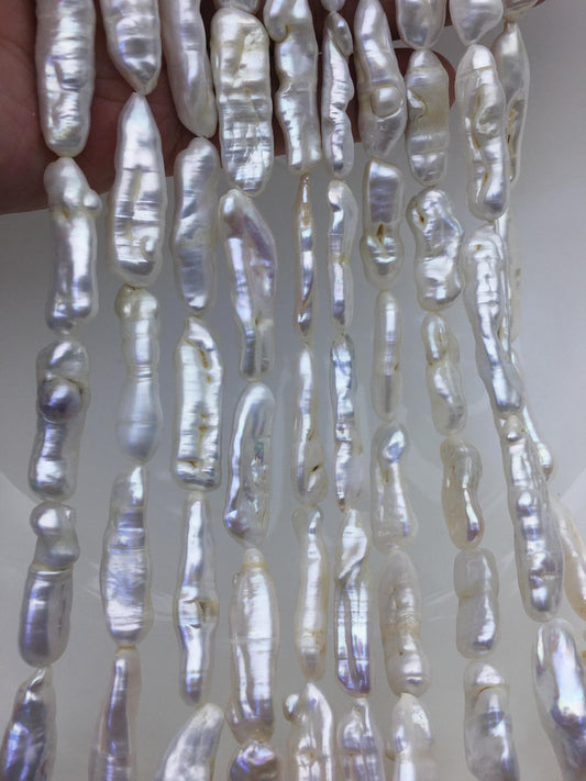 A+ 8-10mm white Thick Keshi Biwa Pearl Necklace,ZS-200-120-3