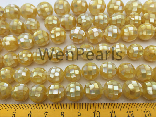4pcs 10/12/14/16mm Golden Mosaic Shell Beads,Golden Mosaic Shell Beads,GSHE-001-7
